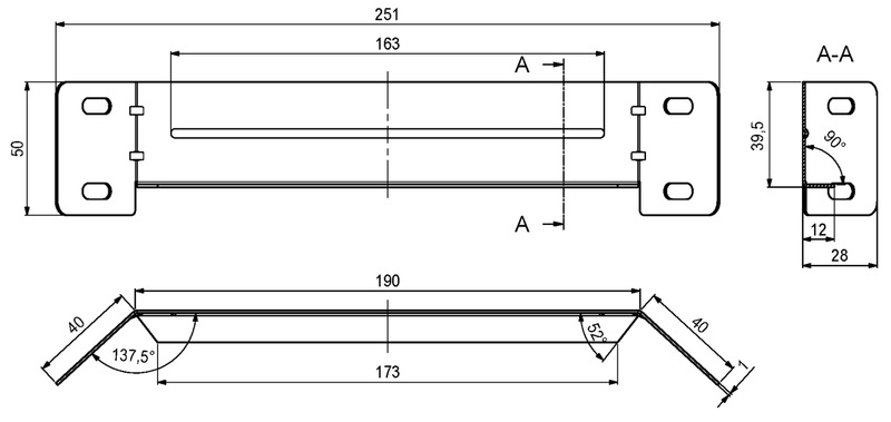 Sengevinkel til madras 251x50 mm, elgalvaniseret