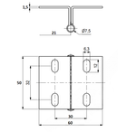 Kanthængsel 50x60x1,5 mm, elgalvaniseret