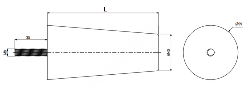 Sofaben (KUN 6 STK PÅ LAGER) Ø59x160 mm, ubehandlet egetræ - 2. sortering