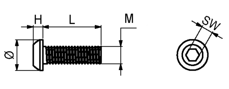 Bolt M6x50 mm, sort galvaniseret