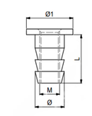 Gevindbøsning M6xØ9x10 mm med hoved, blank metal