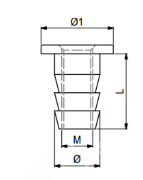 Gevindbøsning M10xØ12,5x18,5 mm med hoved, blank metal