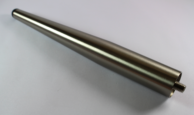 Møbelben til skabe Ø25x200 mm incl. beslag til montering, metal børstet stål