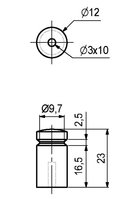 Træknop Ø12x23 mm, sortbejdset egetræ