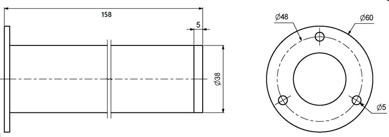 Møbelben Ø38x158 mm - justerbart, børstet stål