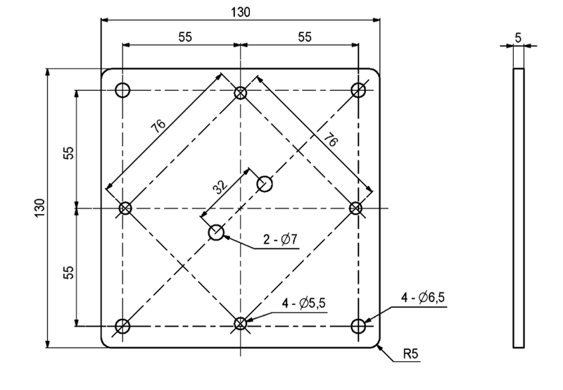 EKSKLUSIVT bordben Ø57x715 mm skåret i smig i top, sortmalet egetræ