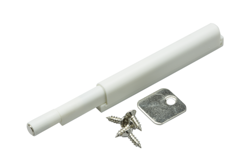Lågeåbner "Push" 82x14x9,5 mm med magnet incl. blik og skruer, hvid