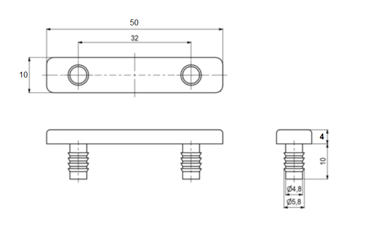 Plastikfod 50x10x4 mm, sort