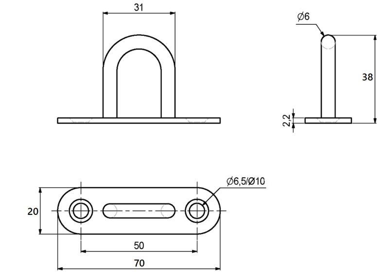 Hage 20x70x38 mm, metal sort malet