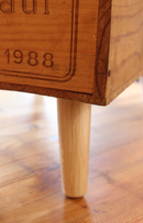 Møbelben til skabe Ø35 mm incl. beslag til montering, ubehandlet egetræ