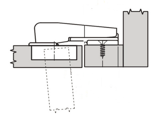 Skjult parallelhængsel Ø26 mm t/indeni-liggende låge, metal