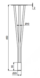 Trådben (KUN 2 STK PÅ LAGER) 450 mm 3-benet, blank