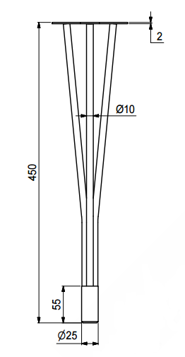 Trådben (KUN 2 STK PÅ LAGER) 450 mm 3-benet, blank