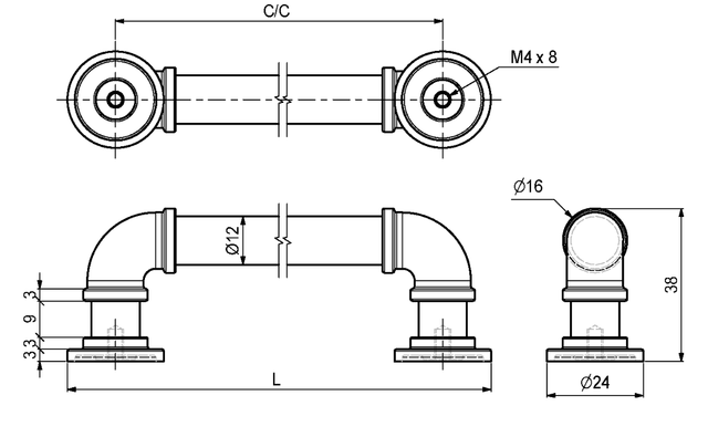 Metalgreb "Omø" 320 mm c/c, antik