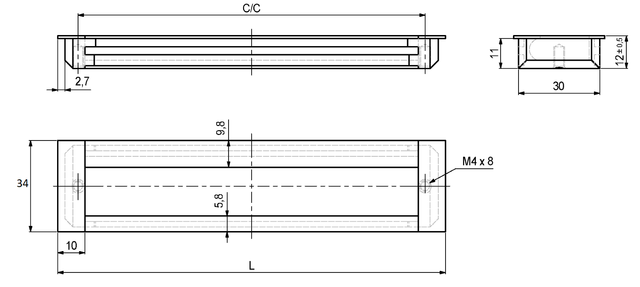 Metalgreb t/ifræsning 111x34x12 mm, sortmalet