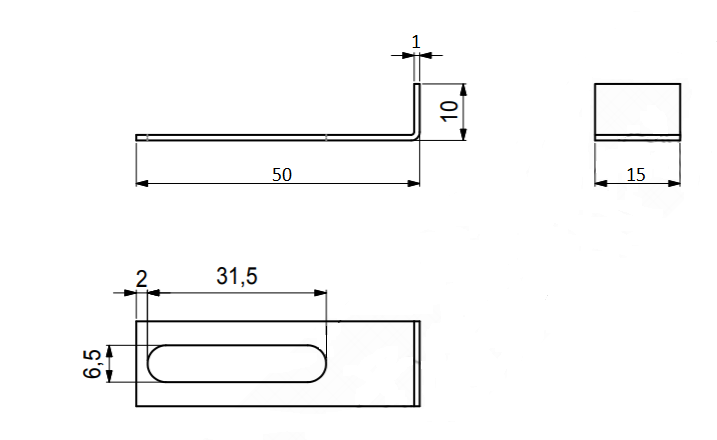 Vinkel 50x15x10 mm, elgalvaniseret (4 stk)