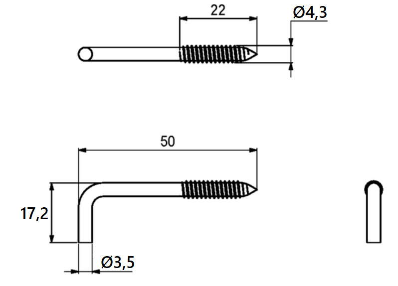 Vinkelkrog Ø4,3x50 mm, elgalvaniseret