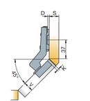 Skjult hængsel (FÅ STK PÅ LAGER) Ø35 mm til 45 graders låge, metal