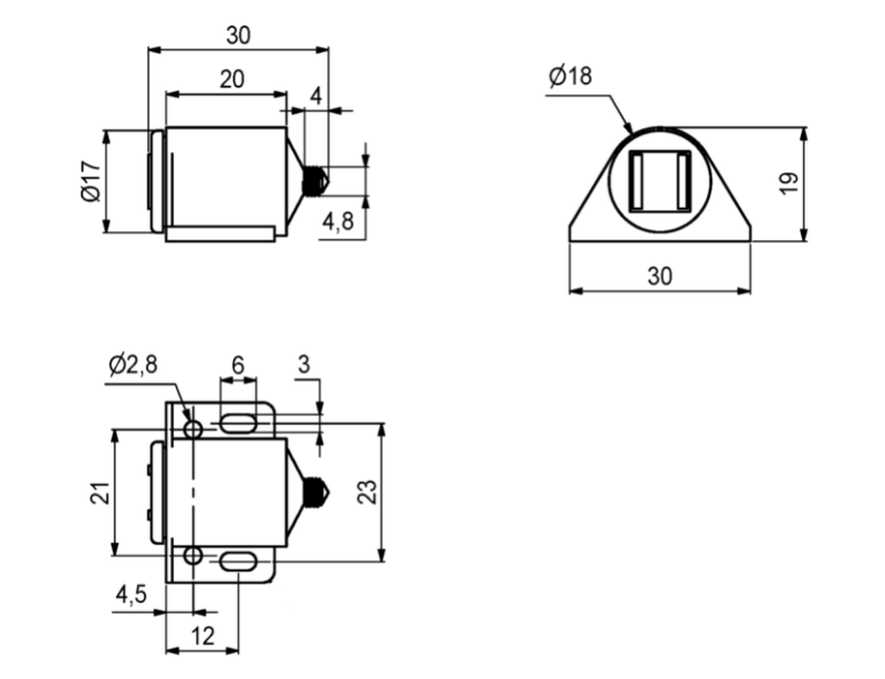 Magnet (3-4 kg) Ø17x30 mm, hvid plastik