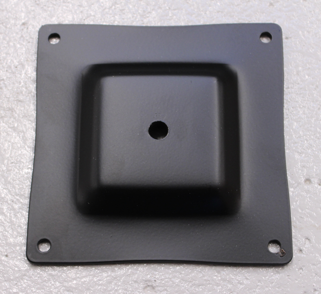 Bordbensbeslag 130x130 mm med gevind i midten, sortmalet metal