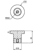Messingknop Ø32x28 mm, blank poleret