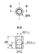 Samlebeslag M10 - Hus Ø15x28 mm + penol 12 mm, elgalvaniseret (sæt)