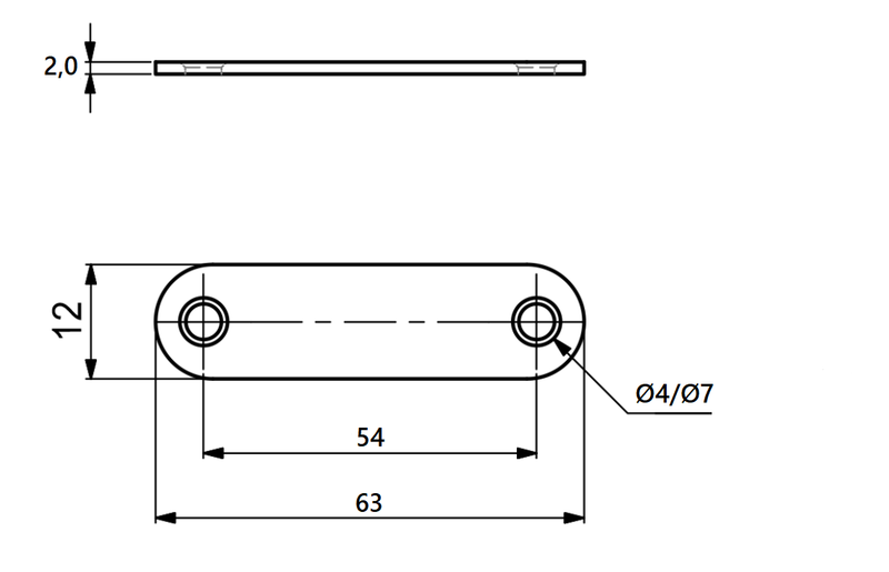 Magnet (12 kg) 87x18 mm med blik, hvid plastik