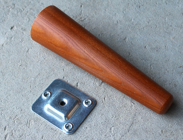 Møbelben Ø55x200 mm incl. beslag til montering, teakbejdset asketræ