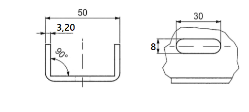 Afstiver t/plankebord 50x25x700 mm, sort pulverlakeret metal