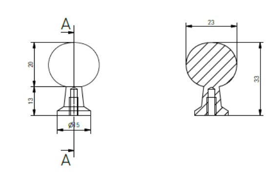 Metalknop Ø23x33 mm, mat sort