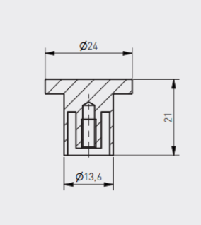 Metalknop Ø24x21 mm, mat sort