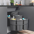 Affaldspand B450xH525 mm - 1x12L + 3x9 L, mørkegrå plastik