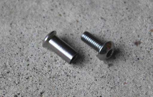 Samleskrue M4x10 mm + bøsning M4x10 mm, rustfrit stål (sæt)