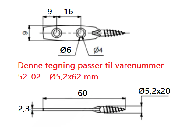Bladskrue Ø5,2 mm, elgalvaniseret