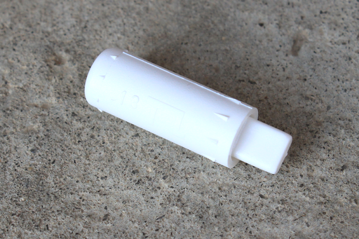 Skydedørsrigle Ø10x24 mm med fjeder - flad tap, hvid plastik