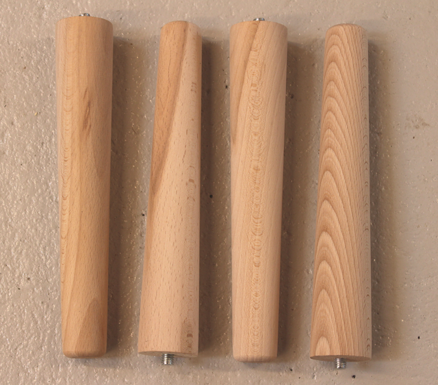 Møbelben (KUN 7 STK PÅ LAGER) Ø35x200 mm, ubehandlet bøgetræ - 2. sortering