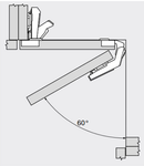 Skjult hængsel BLUM til knæklåge på hjørneskab Ø35 mm, metal