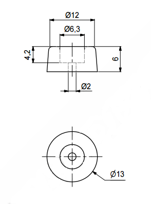 Dørstopper til væg Ø13x6 mm, hvid gummi (10 stk)