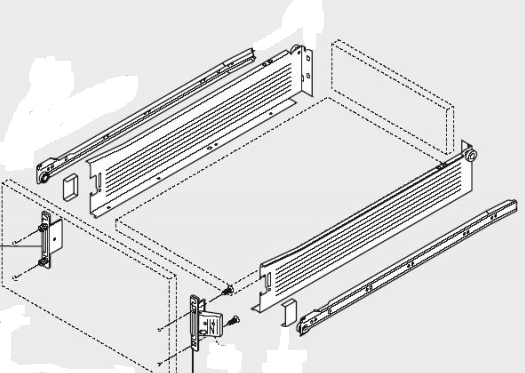 Frontbeslag til Blum Metabox til skuffeside 54 mm, metal (sæt)