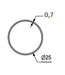 Bøjlestang Ø25 mm, mat sort metal