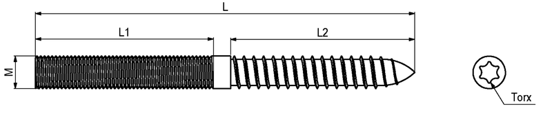 Bordskrue M10 til torx, elgalvaniseret