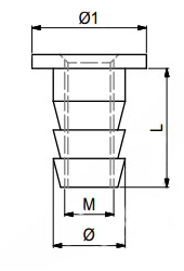 Gevindbøsning M6xØ9x14 mm m/hoved, gulgalvaniseret