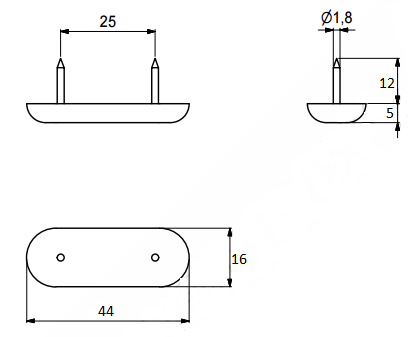 Glidesøm 16x44 mm, sort (10 stk)