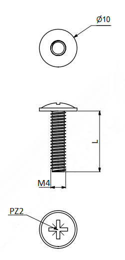 Montageskrue t/udtræk M4 gevind, elgalvaniseret (10 stk)