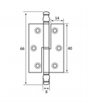 Møbelhængsel 36x40 mm - venstre, brun metal
