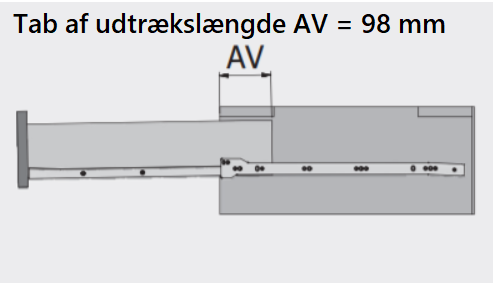 Rulleudtræk m/høj side 500 mm, hvid metal (sæt)