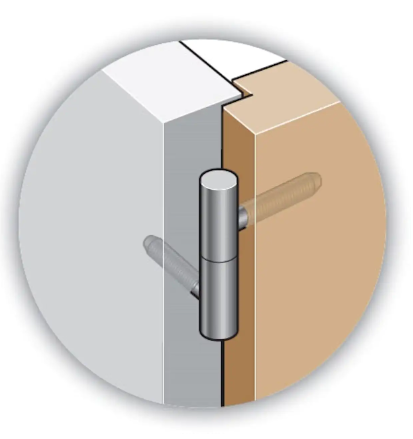 Indboringshængsel Ø9x26 mm m/Ø5,5 mm tap, messing belagt