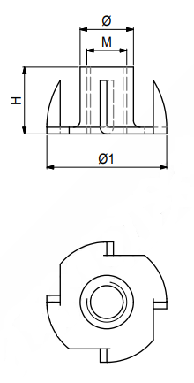 Islåningsbøsning M6x9 mm Ø17 mm hoved, gulgalvaniseret