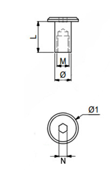 Møbelhoved M6xØ8x15 mm, elgalvaniseret