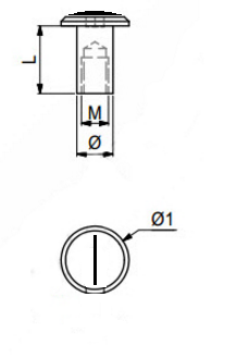 Møbelhoved M8xØ10x14 mm, blank metal